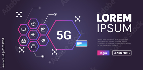 5G internet connection speed futuristic concept and online wireless system connection technology flat vector illustration.