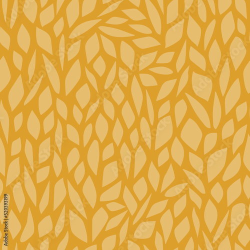 Yellow plant leaves seamless vector repeat pattern