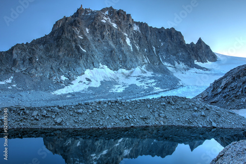 Moonlight landscape  - Le Portalet and Glacier d'Orny, Swiss Alps photo