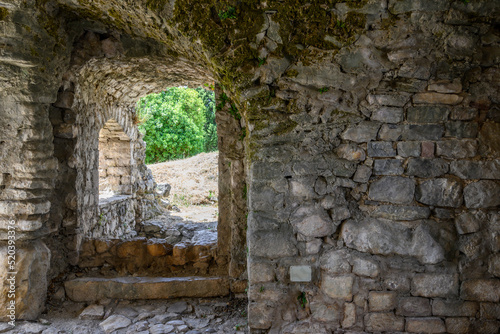 Stari Bar, Montenegro - June 5, 2022: Remains of historical fortress in Stari Bar town near new city of Bar. Montenegro, Europe
