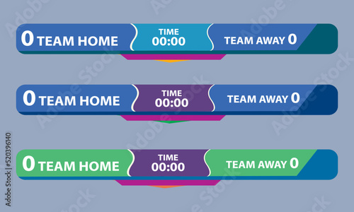 scoreboard sport broadcast  time and result display with  and soccer, vector illustration eps 10