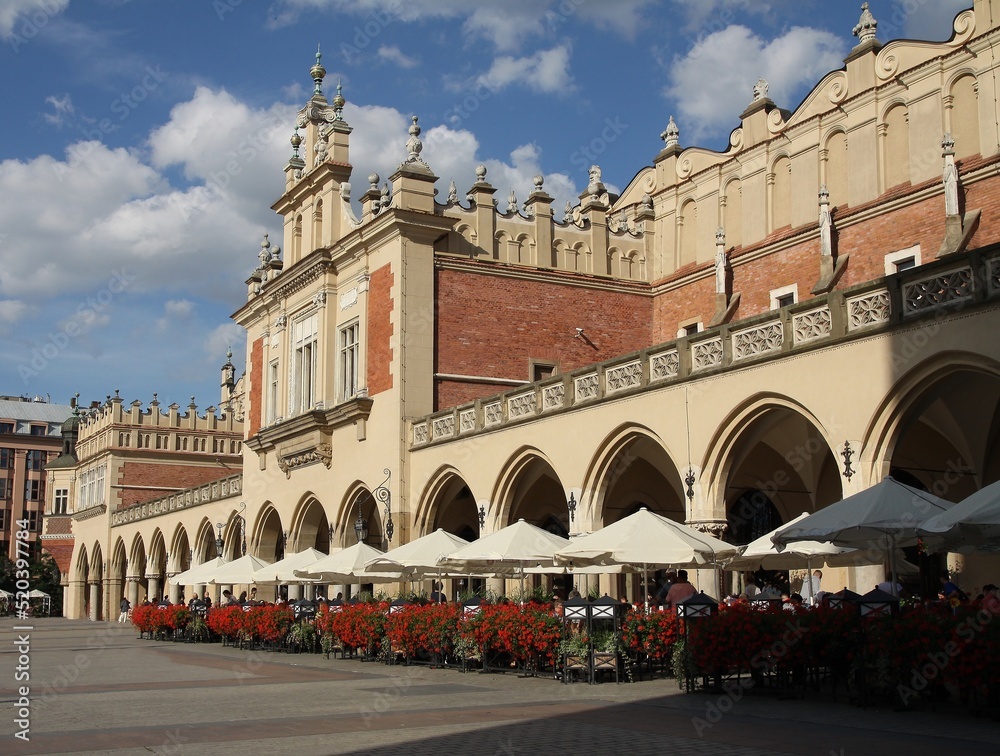 Naklejka premium view at ancient building Cloth Hall on Krakow's Main Marked Place