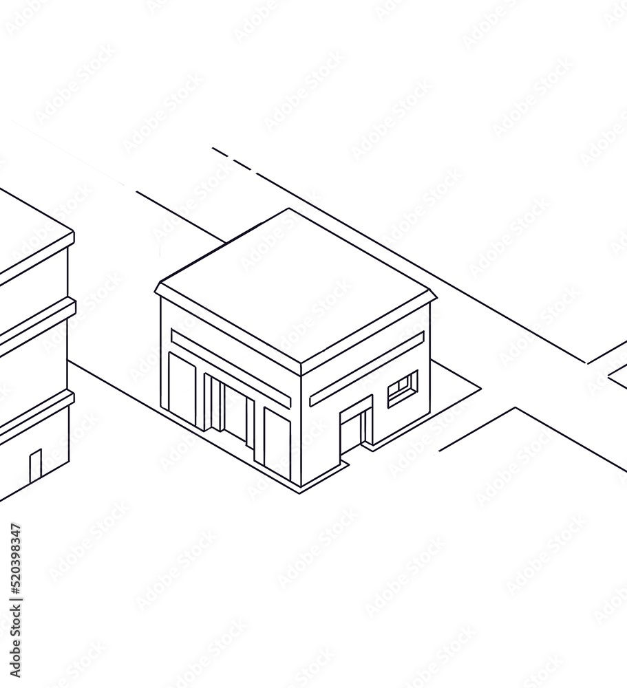 sketch of a house isometric style sketch of a house isometric style