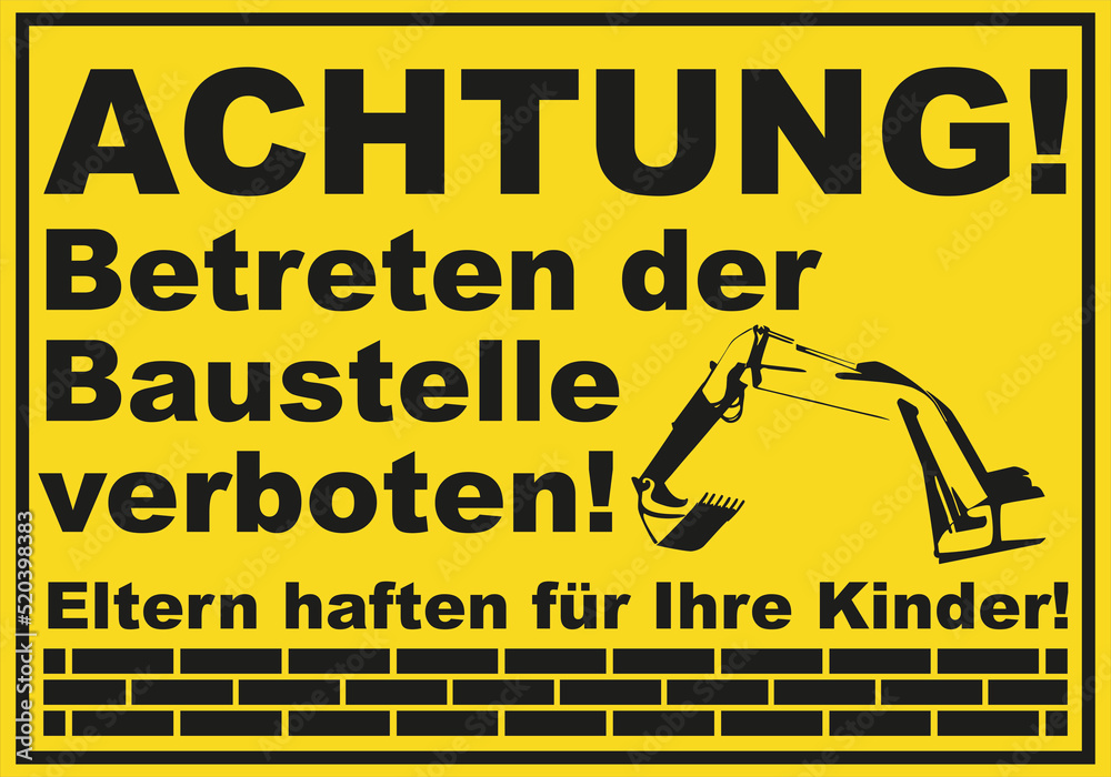 Schild Achtung Baustelle StockIllustration Adobe Stock
