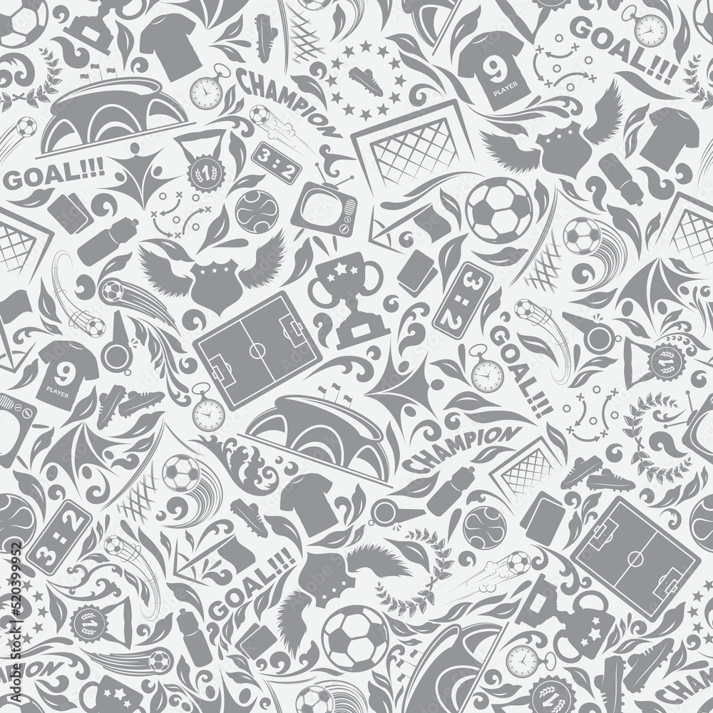 Soccer icons seamless floral background