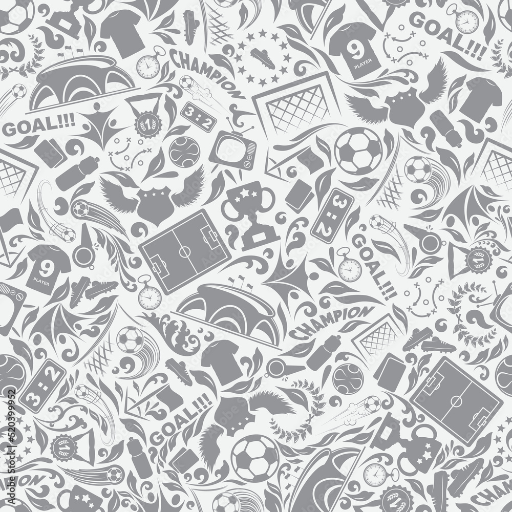 Obraz premium Soccer icons seamless floral background