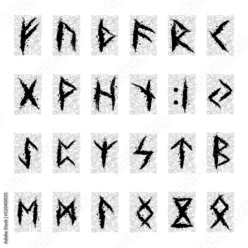 Runic Scandinavian symbols with patterns