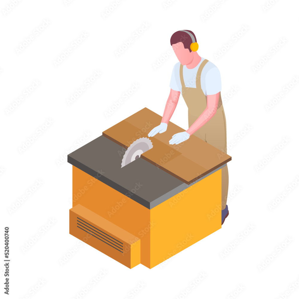 Sawing Plywood Isometric Composition Sawing Plywood Isometric Composition