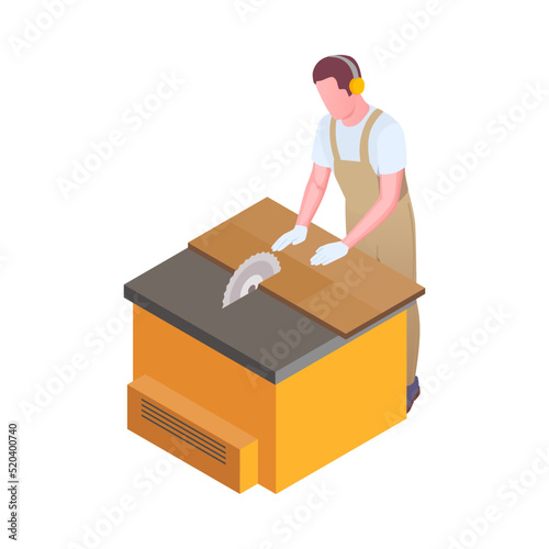Sawing Plywood Isometric Composition