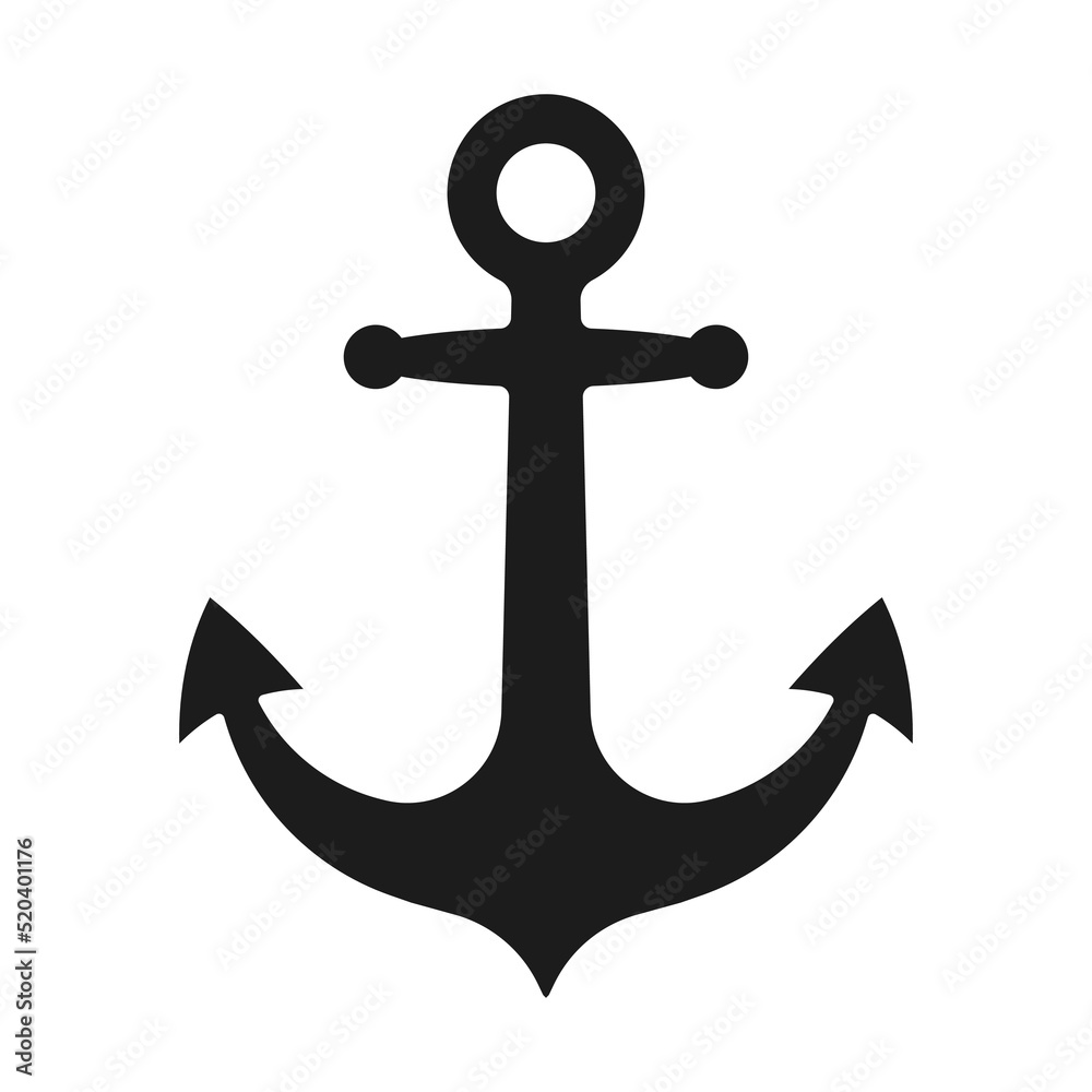 Isolated vector pictogram of anchor. Nautical symbol icon on white background. 