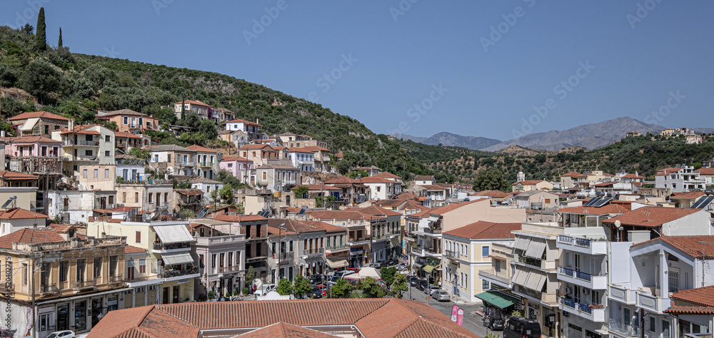 Gytheio, a port town on the north-eastern shore of the Mani Peninsula by the Laconian Gulf, Peloponnese, Greece