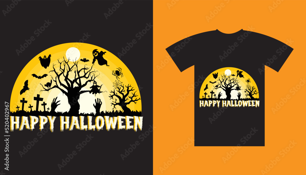 Happy Halloween black t-shirt design.