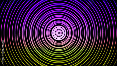 Abstract hypnotic colorful spiral. Animmation. Pulsating psychedelic circles with center. Colorful hypnotizing circles. Circular ripple background for music background