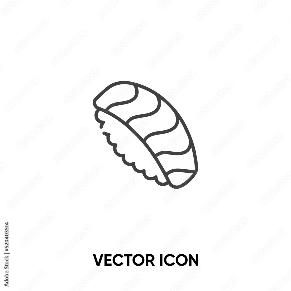 Nigiri vector icon. Modern, simple flat vector illustration for website or mobile app.Sushi or Japanese food symbol, logo illustration. Pixel perfect vector graphics