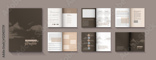 Business Brochure - Company Profile template design 12 page, Tortilla Golden chocolate color,  with simple style and modern layout design
