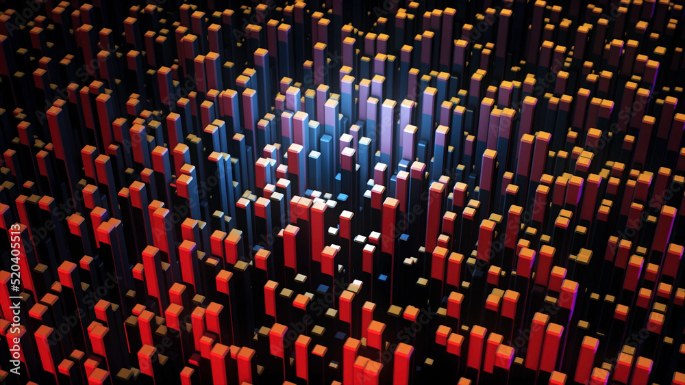 Abstract of multicolored rectangular blocks. Animation. Rotating ...