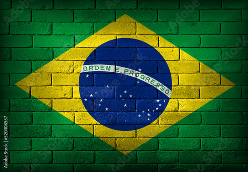 Brazil flag painted on a brick wall.