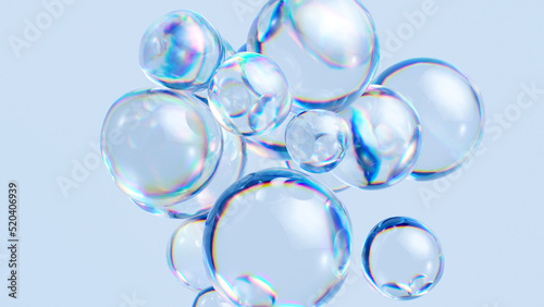 3d render, abstract background, sparkling water macro, air bubbles, hydration jelly balls photo