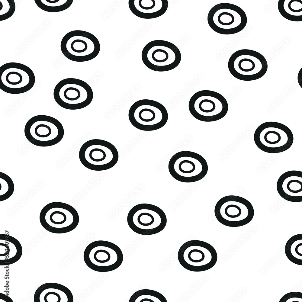 Black and white circles doodle pattern, seamless background abstract empty circles chaotically scattered Black and white circles doodle pattern, seamless background abstract empty circles chaotically scattered