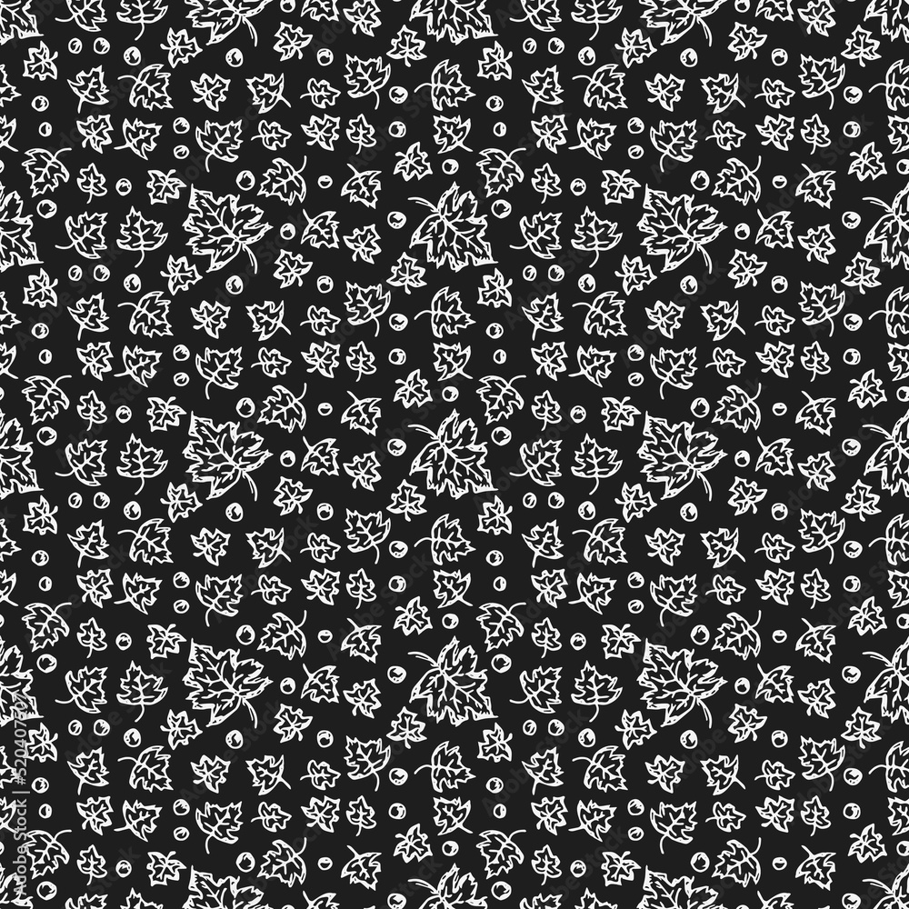 Black and white autumn pattern. Seamless autumn leaves pattern. autumn maple leaves Black and white autumn pattern. Seamless autumn leaves pattern. autumn maple leaves