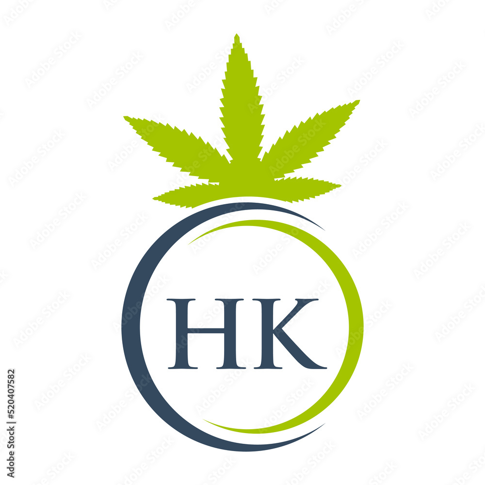 Letter HK Marijuana Logo. Cannabis Logo Sign For Therapy, Medical and Health Care Letter HK Marijuana Logo. Cannabis Logo Sign For Therapy, Medical and Health Care