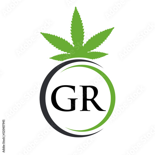 Letter GR Marijuana Logo. Cannabis Logo Sign For Therapy, Medical and Health Care