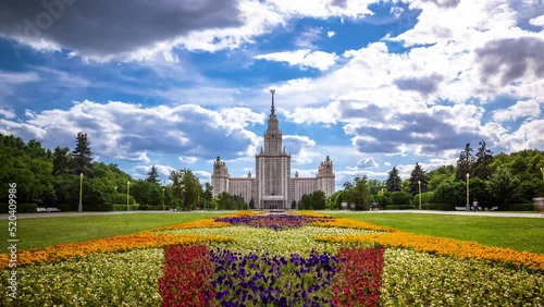 4k time lapse of Moscow State University in summer.