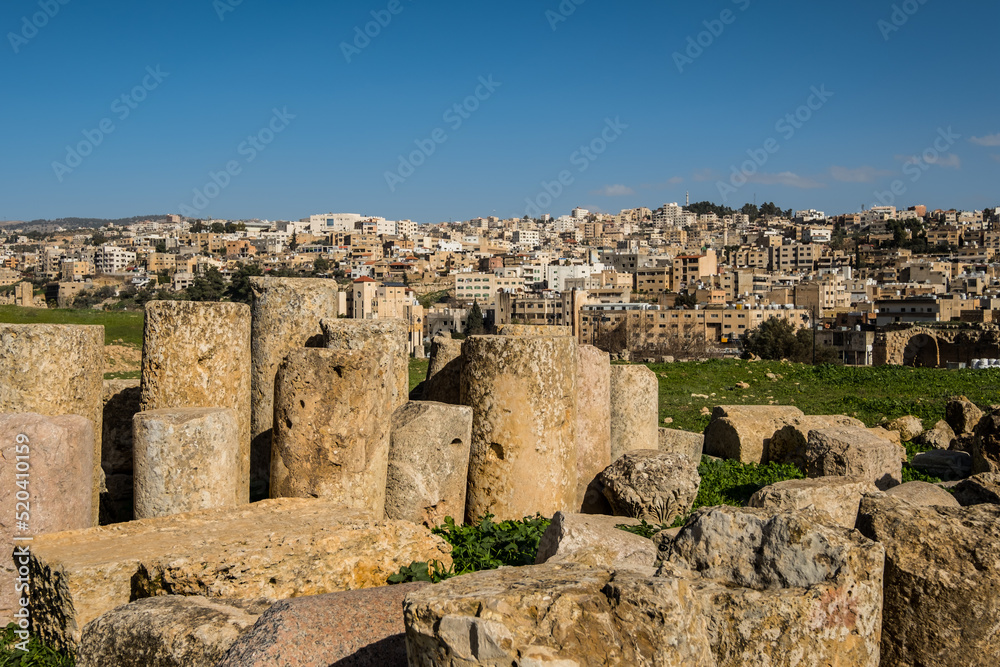 Ancient Roman City Jerash Jordan. Created 300 BC to 100 AD and a city through 600 AD. Not conquered until 1112 AD. Most original Roman City in the Middle East.