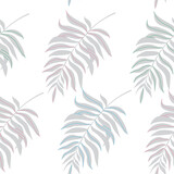 Seamless pattern of tropical grey palm leaves. Jungle leaves seamless vector floral pattern background. Vector illustration in trendy style.