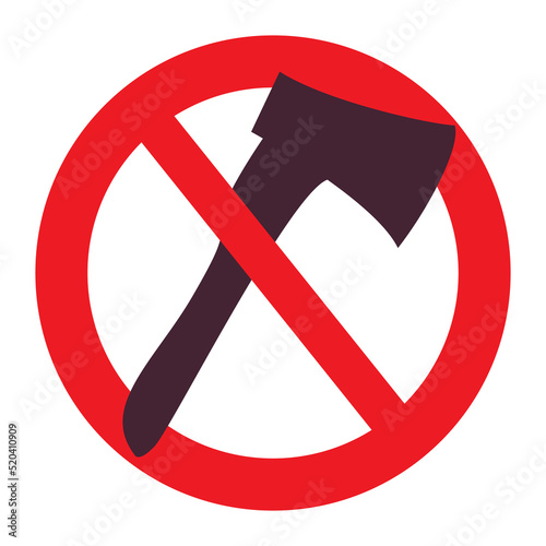 Do not cut down tree sign.Red warning cartoon sign.Stop cutting down trees.