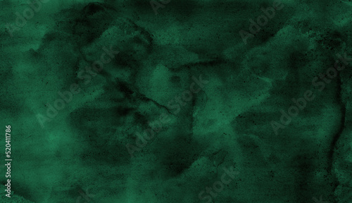 Fototapeta Naklejka Na Ścianę i Meble -  Dark green watercolor. Emerald green color. Art background with space for design.