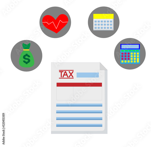 taxes, health tax, monthly taxes, tax concept, isolated