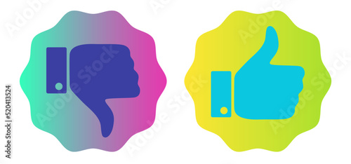 Vector set icons of dislike and like button. Vector set  banners of human hand with negative and positve emotion.