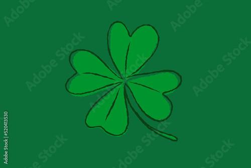 Vector illustration of lucky clover with four leaves in hand drawing style.