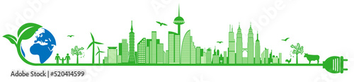 vector illustration of a green city and a sustainable life