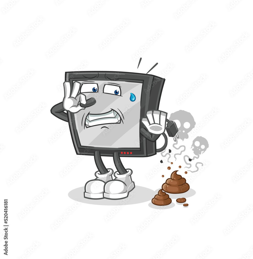 tv with stinky waste illustration. character vector tv with stinky waste illustration. character vector