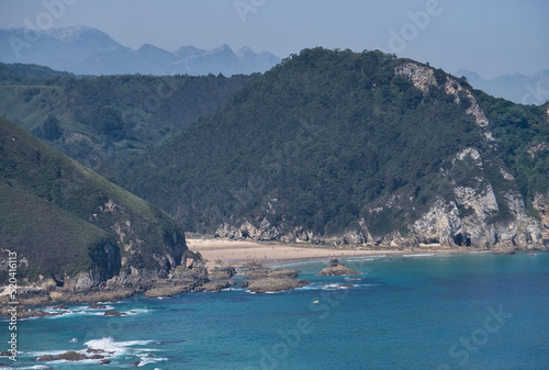 Aerial views of the Franca beach, in Cantabria, Spain