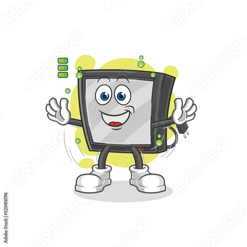 tv full battery character. cartoon mascot vector