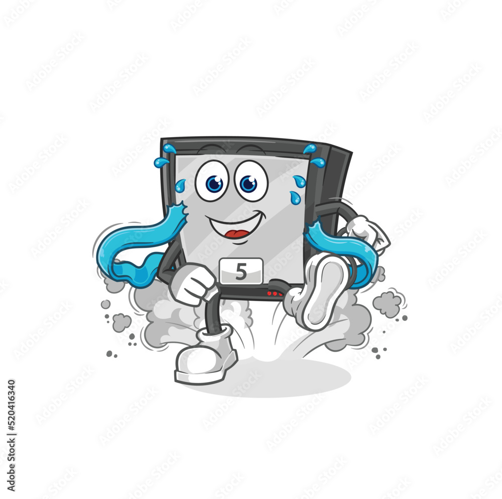 tv runner character. cartoon mascot vector tv runner character. cartoon mascot vector