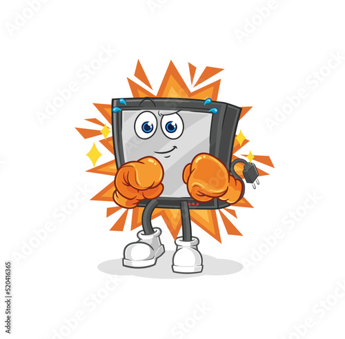 tv boxer character. cartoon mascot vector