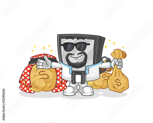 tv rich arabian mascot. cartoon vector