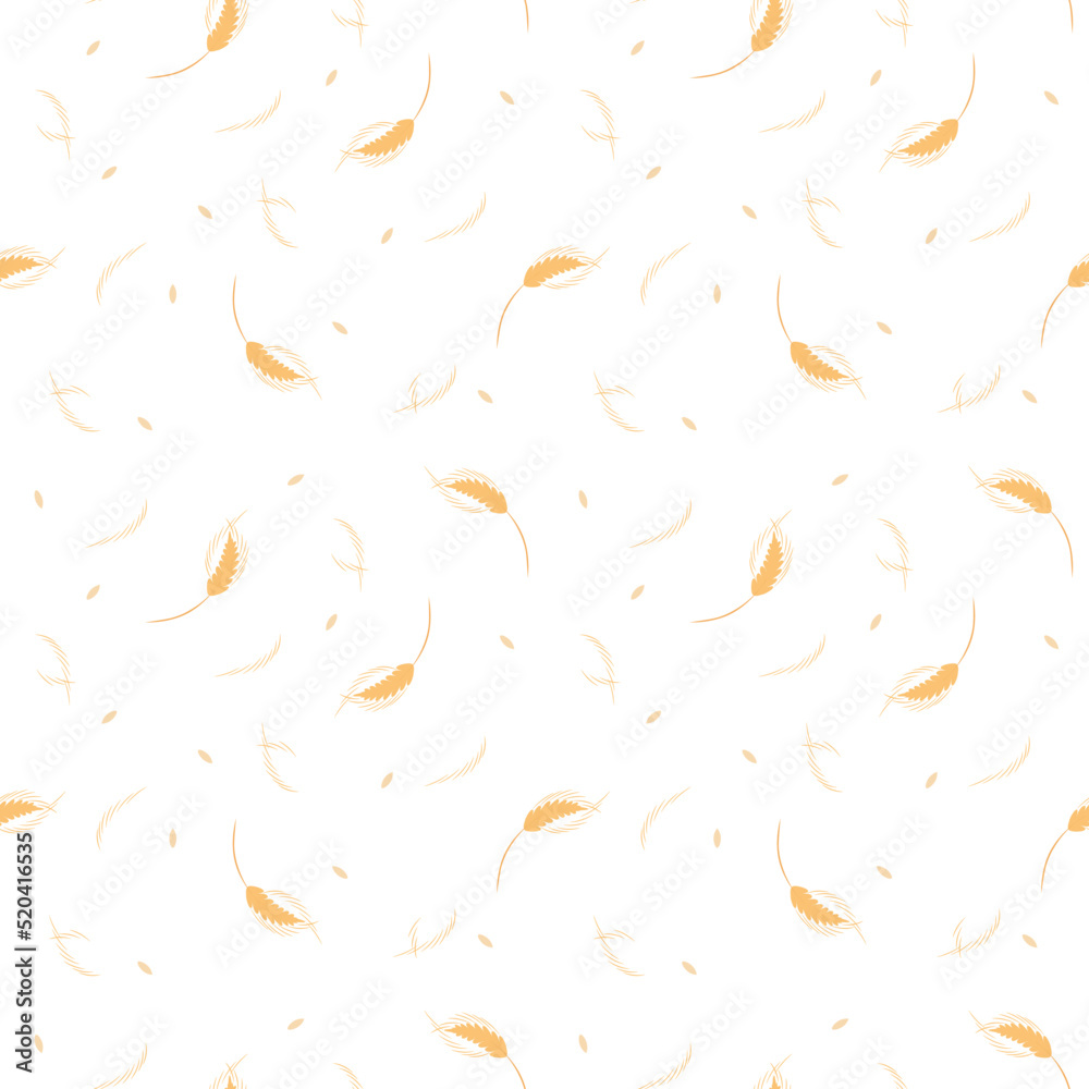 Wheat ear seamless pattern. On a transparent background. Yellow-brown ear, grain, stem. For modern clothing design. Print on fabric. Digital, paper products. Wheat ear seamless pattern. On a transparent background. Yellow-brown ear, grain, stem. For modern clothing design. Print on fabric. Digital, paper products.