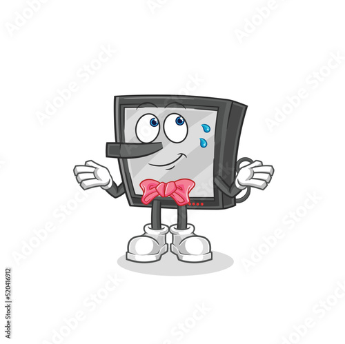 tv lie like Pinocchio character. cartoon mascot vector