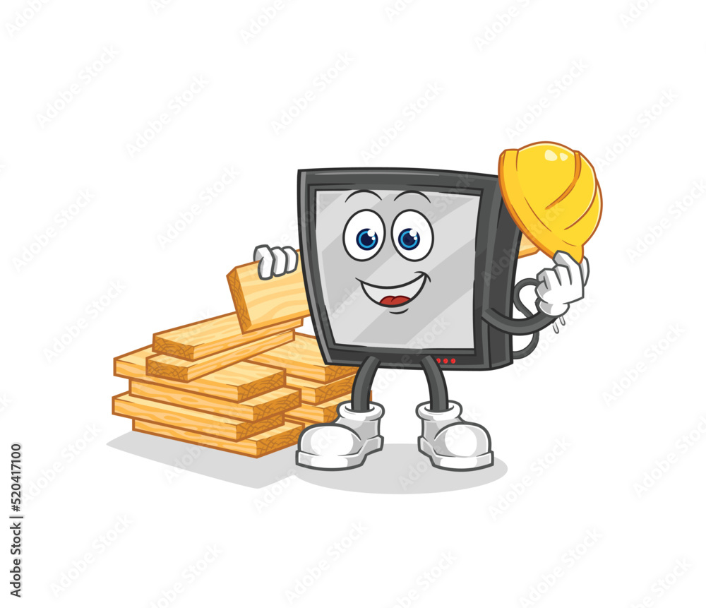 Fototapeta premium tv builder vector. cartoon character