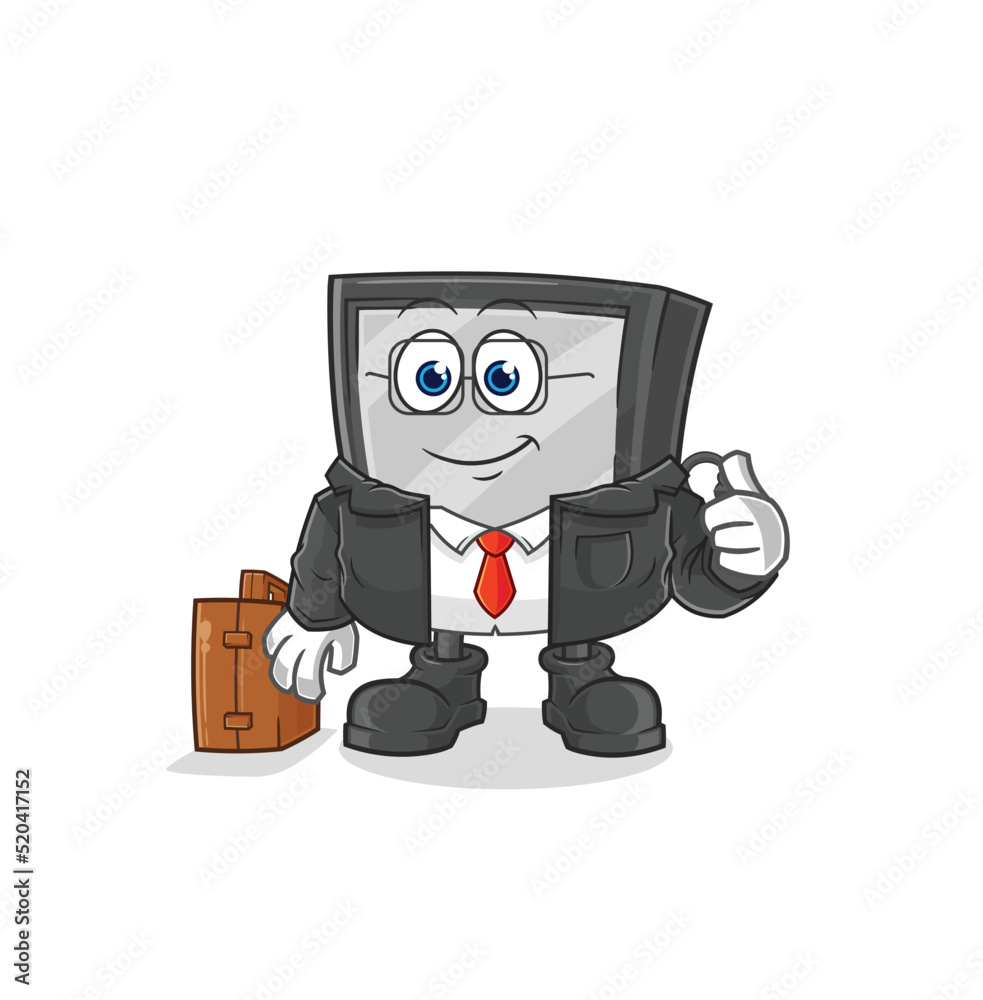 Fototapeta premium tv office worker mascot. cartoon vector