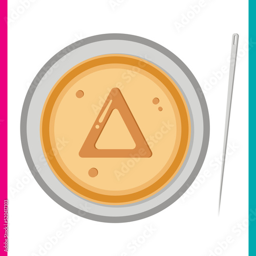 Honeycomb toffee, dalgona Squid Game. A candy circle with a triangle in the middle. Vector illustration