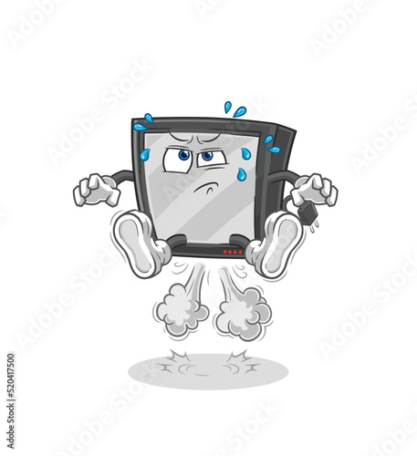 tv fart jumping illustration. character vector