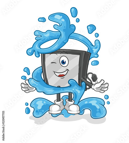 tv fresh with water mascot. cartoon vector