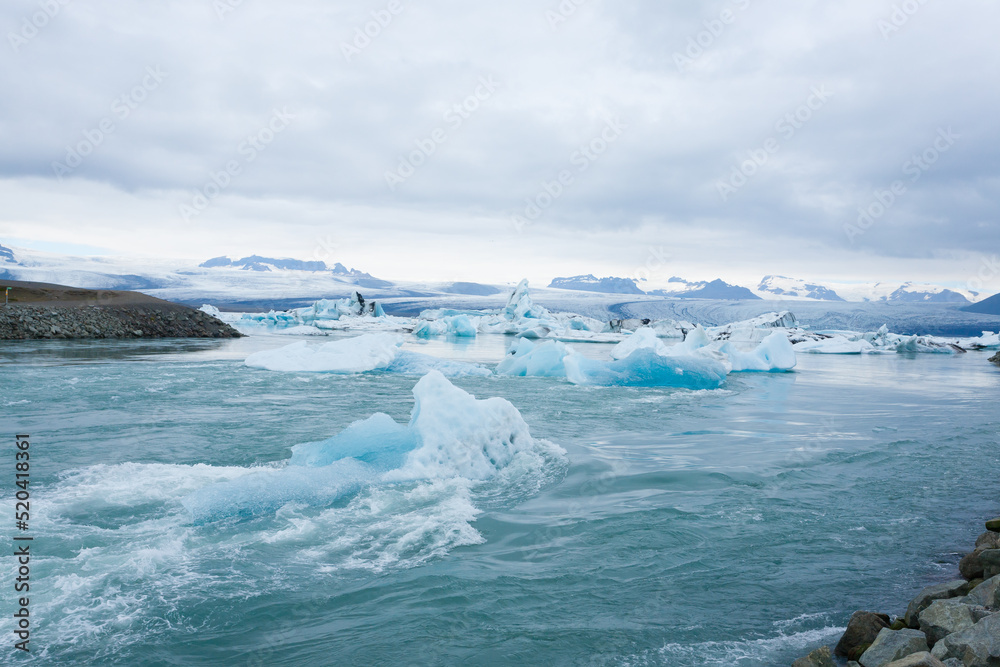 Icebergs on water, Jokulsarlon glacial lake, Iceland