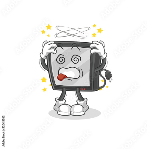 tv dizzy head mascot. cartoon vector
